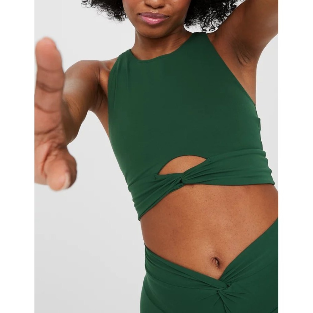 OFFLINE by Aerie Real Me‎ Xtra Twist Front Crop Tank Top Green XS